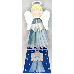 Vintage Christmas Angel Honeycomb Tissue Die-Cut Amscan Made In Sweden 1980s